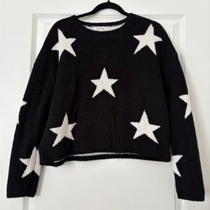 Women's Black and White Star Sweater